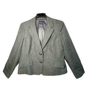 Evan-Picone Women's Gray Suit Jacket/Blazer Two Button Flap Pockets Size 18